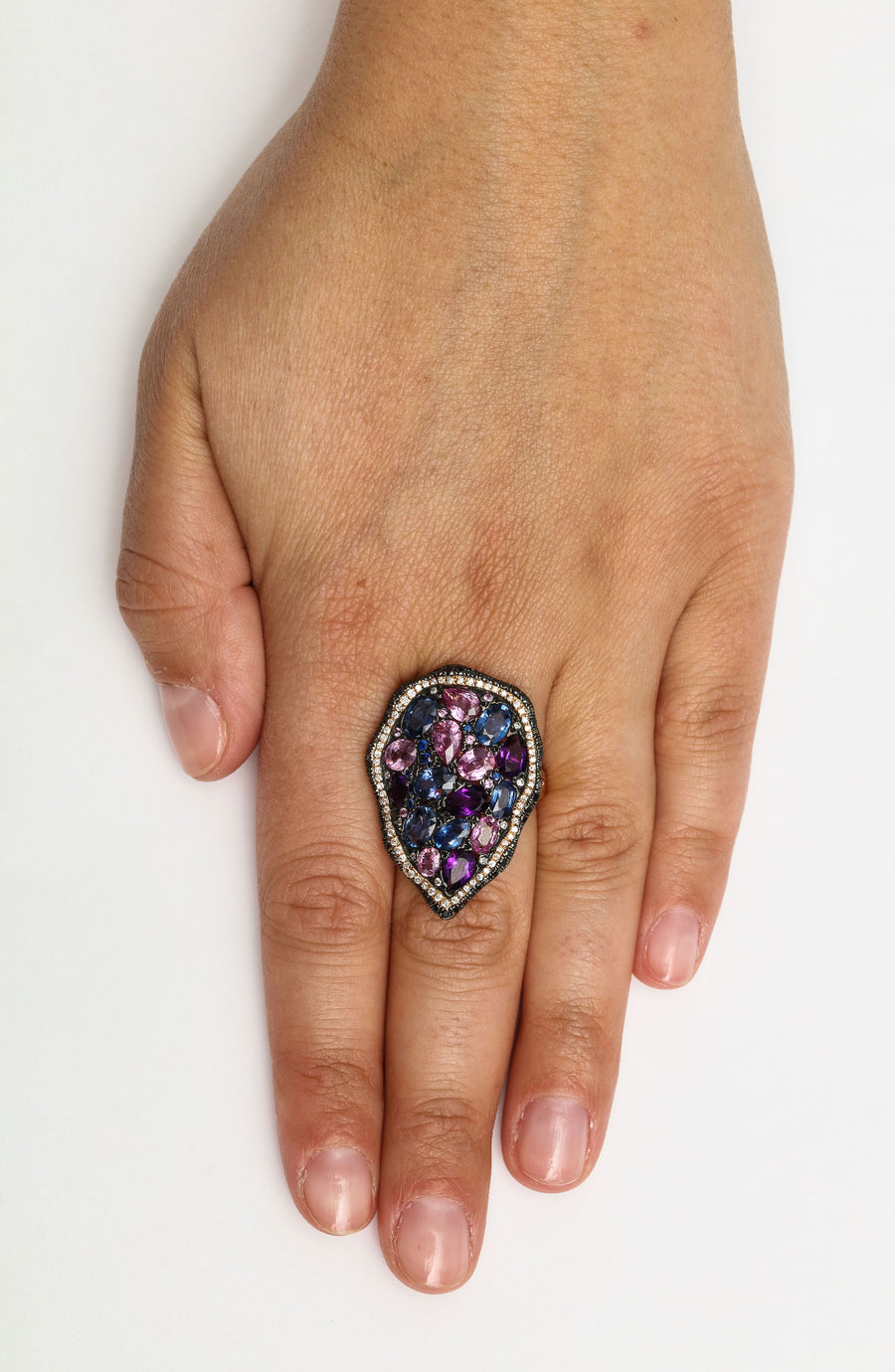 Diamond, Sapphire and Amethyst Cocktail Ring