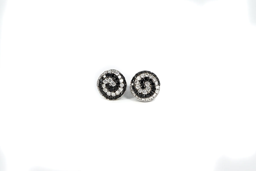 Black and White Diamond Swirl Earring