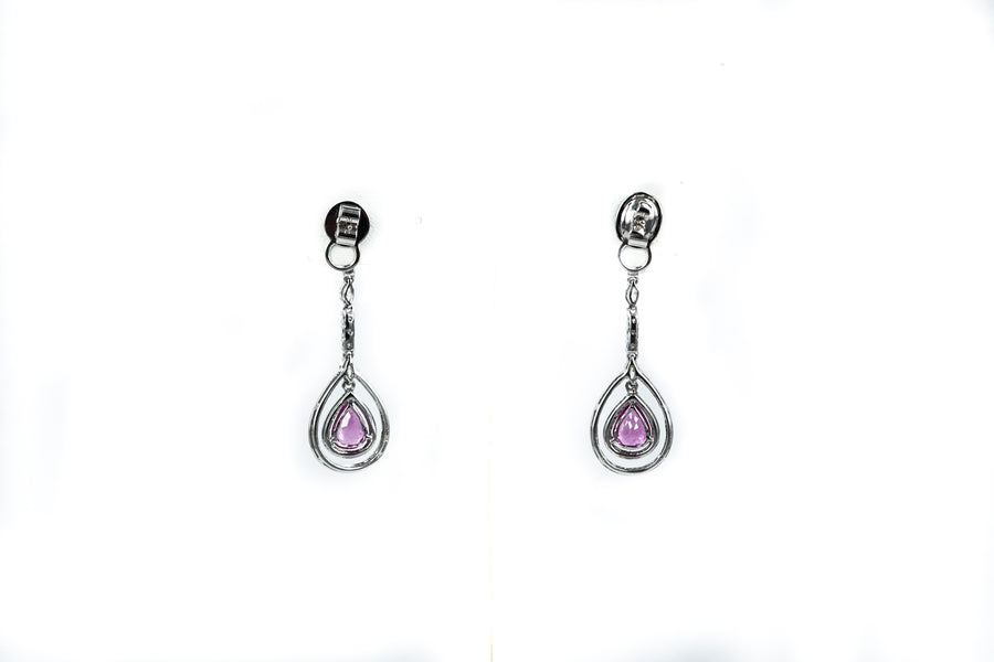 Pink Sapphire Pear Shaped Earring Pendants