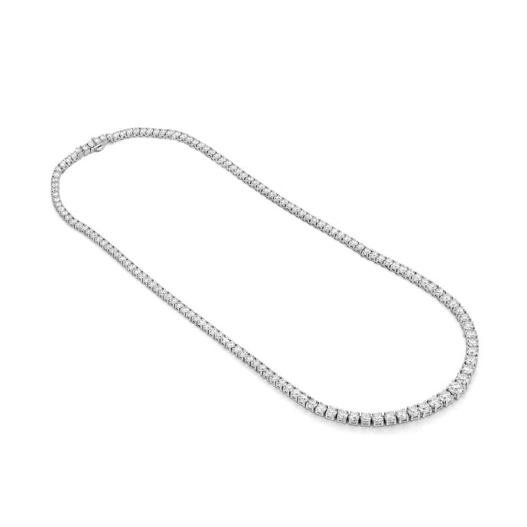 White Gold Graduated Prong Riviere Diamond Necklace
