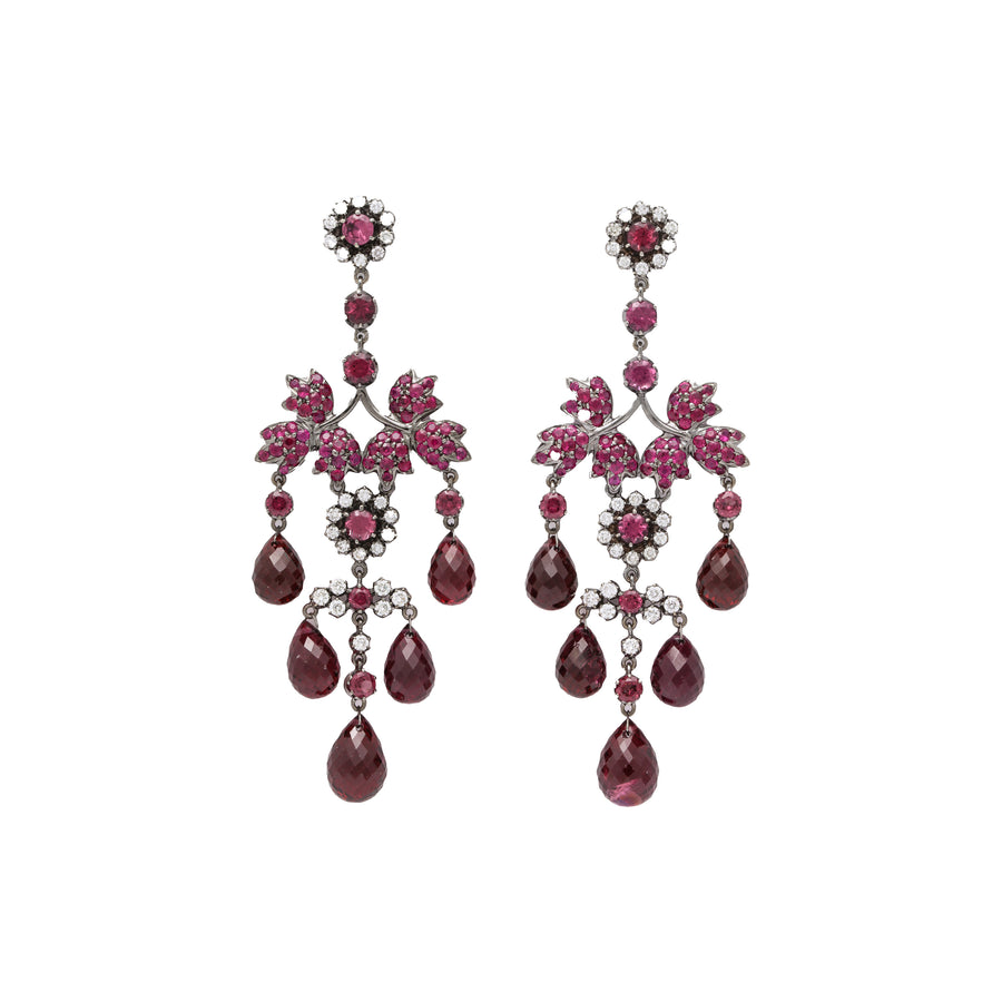 Pink Tourmaline Diamond Chandelier Earrings