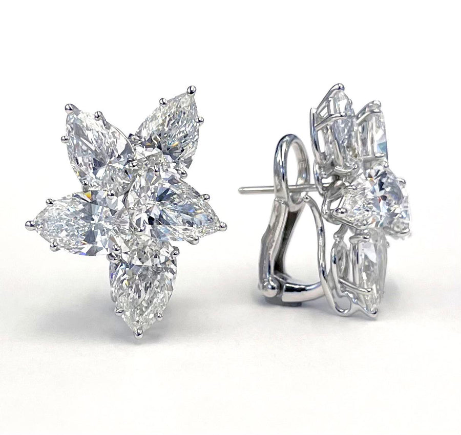 Platinum Free-Form Cluster Diamond Earrings