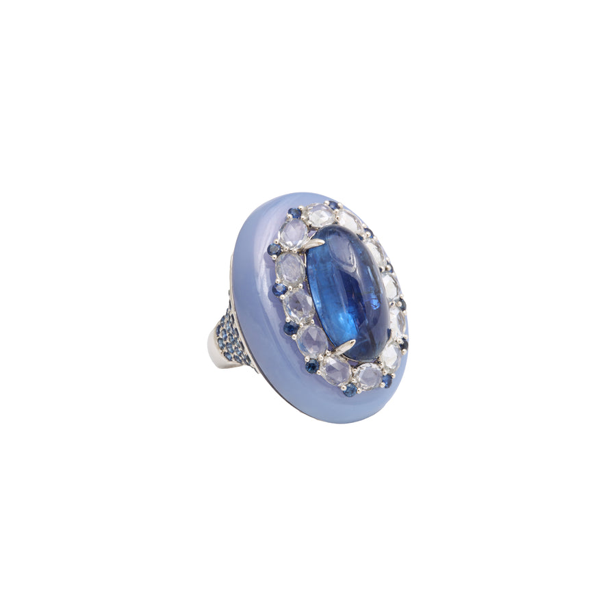 Chalcedony and Sapphire Dome Ring
