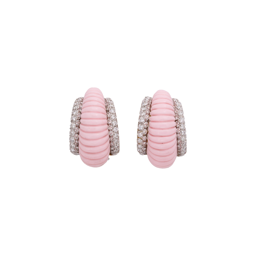 Coral Diamond Clip Earrings