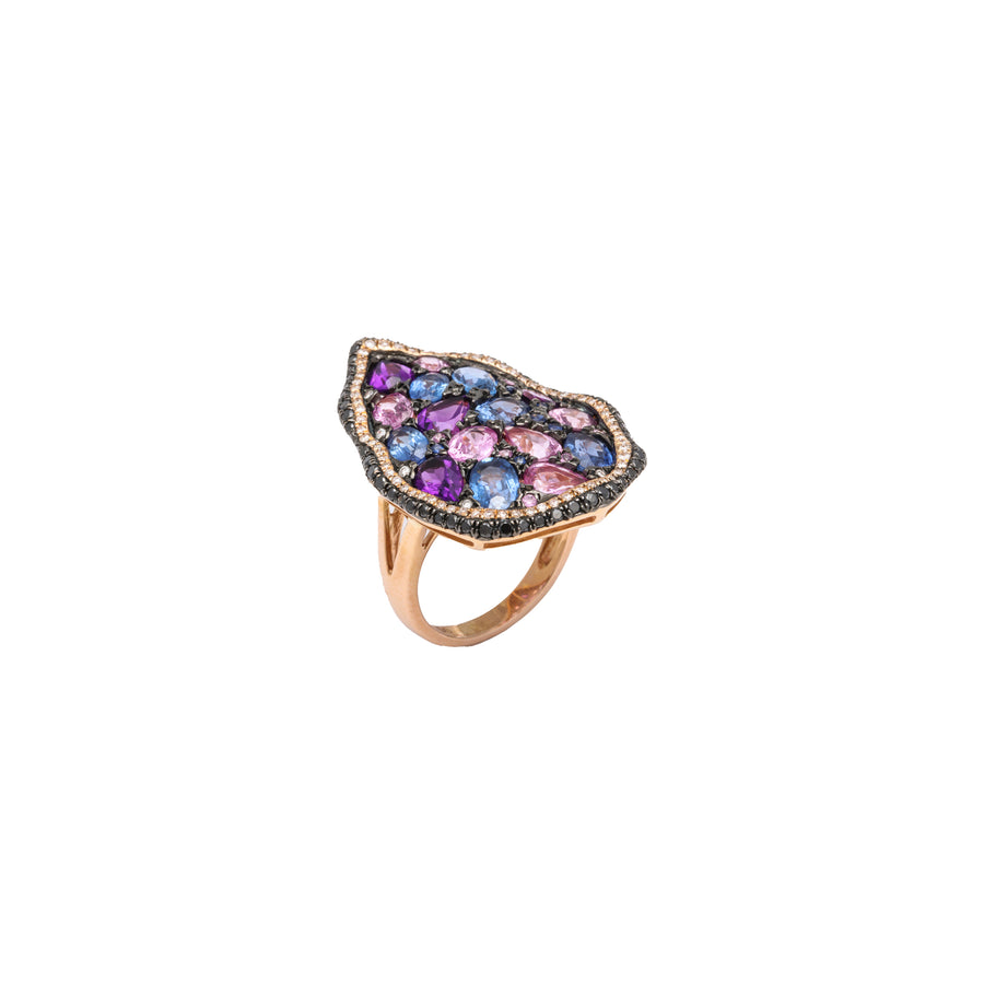Diamond, Sapphire and Amethyst Cocktail Ring