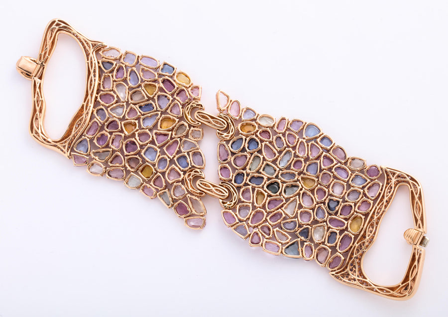 Rose Gold, Sapphire and Diamond Strap Bracelet